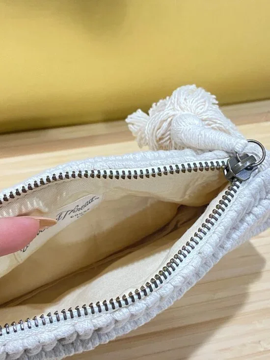 Universal Thread Macrame Woven Clutch Pouch Cream Boho with Tassel - Picture 4 of 6